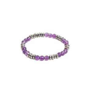 Pulsera Amatista Facetado con Hematita, plata 950