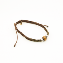 Cargar imagen en el visor de la galería, Pulsera Tejida Ojo de Tigre plata 950
