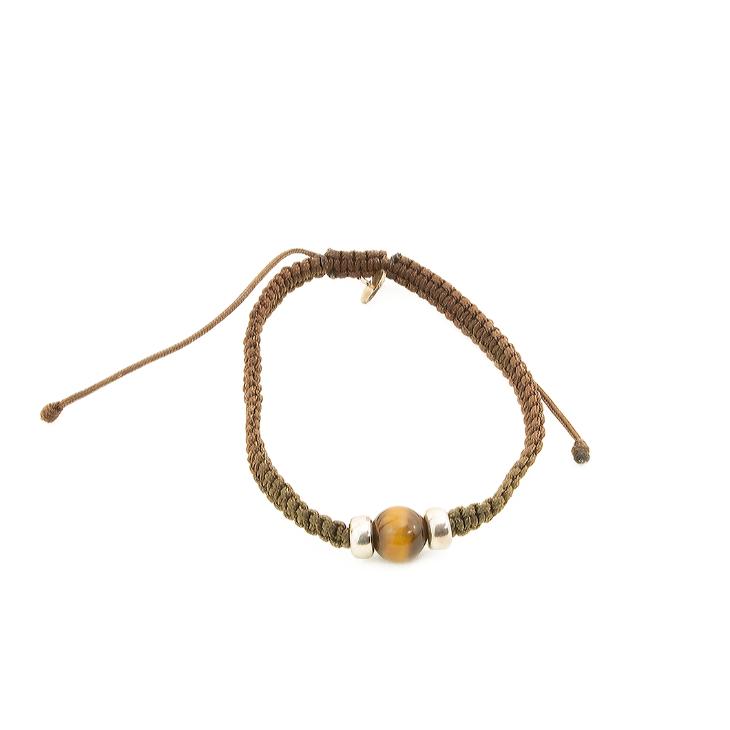 Pulsera Tejida Ojo de Tigre plata 950