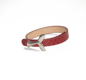 Pulsera Cola de Ballena Cinturon Rojo  plata950