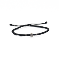 Pulsera Cráneo Mini Tejida Negro Plata 950