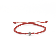 Pulsera Cráneo Mini Tejida Roja plata 950