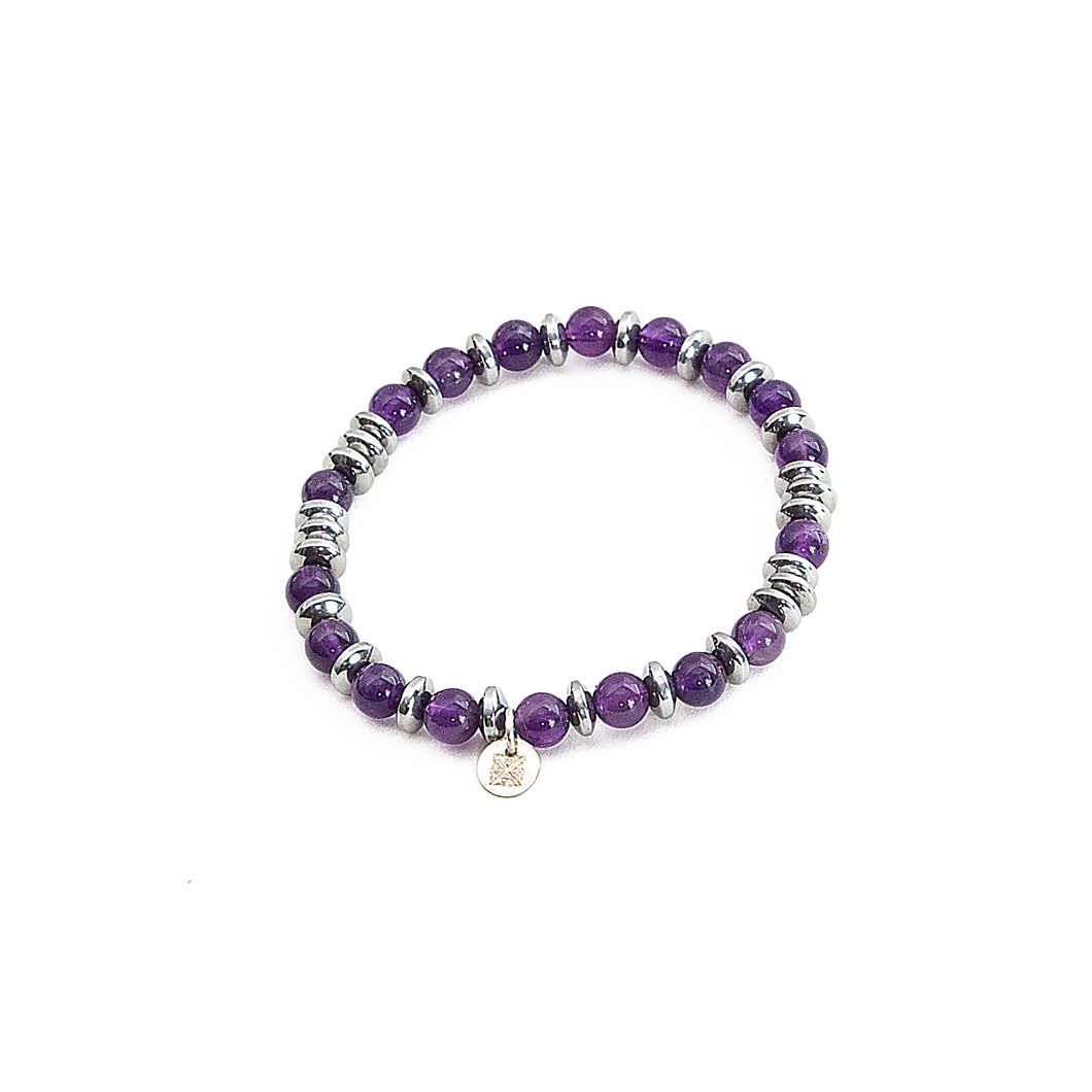 Pulsera Amatista Hematita, plata 950