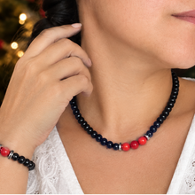 Cargar imagen en el visor de la galería, Collar Ònix y Coral plata 950
