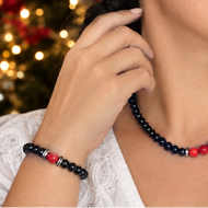Pulsera Ónix Coral plata 950