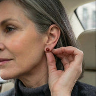 Arete Broquel Jasper Rondana Rojo 6 mm, plata 950
