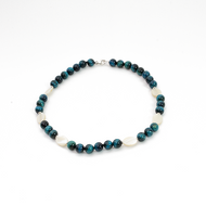 Collar Ojo de Tigre Azul, plata 950