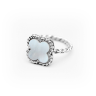 Anillo trébol madre perla plata 950 - Joyeria Cristina Fernandez