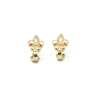 Arete Flor de Lis tipo arracada dorada plata 950