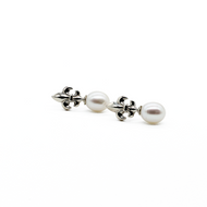 Arete Flor de Lis Perla Fija grande plata 950