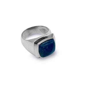 Anillo cuadrado lapis lazuli plata 950 - Joyeria Cristina Fernandez