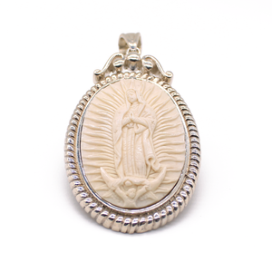 Dije Virgen Guadalupe Hueso plata 950