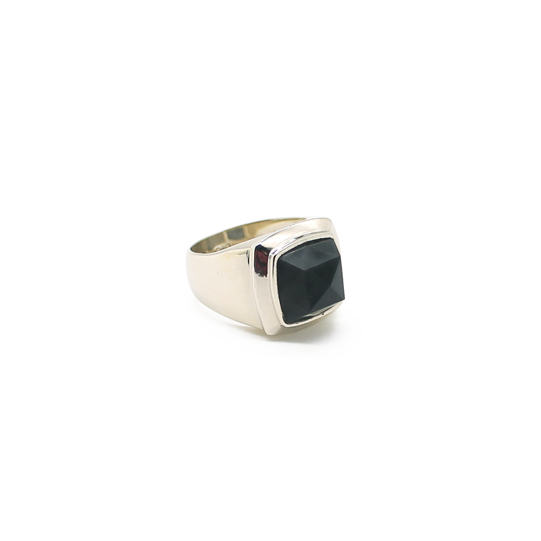 Anillo Ónix Mate Cuadrado plata 950