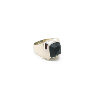 Anillo Cuadrado Ónix Mate plata 950