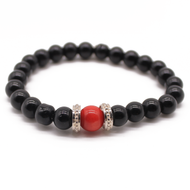 Pulsera Ónix Coral plata 950