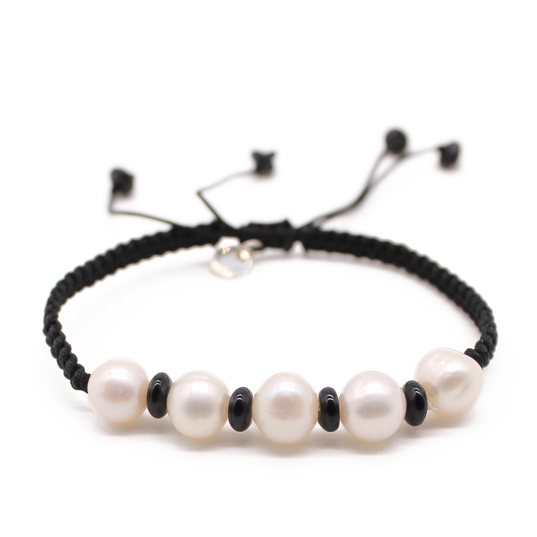 Pulsera Tejida Perla plata 950