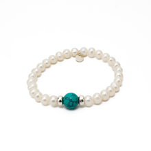 Cargar imagen en el visor de la galería, Pulsera Perla Turquesa plata 950

