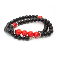 Collar Ònix y Coral plata 950