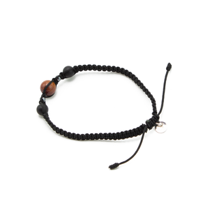 Pulsera Tejida Negra Jasper Rojo Ónix Negro